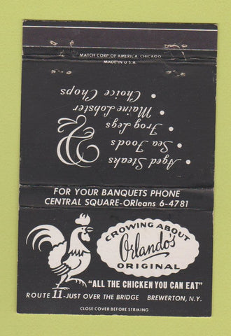 Matchbook Cover - Orlando's Chicken Brewerton NY 40 Strike