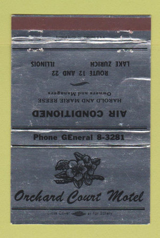 Matchbook Cover - Orchard Court Motel Lake Zurich IL SILVER 40 Strike