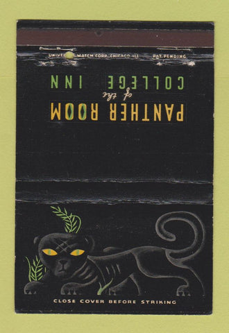 Matchbook Cover - Panther Room College Inn Hotel Sherman Chicago IL 40 Strike