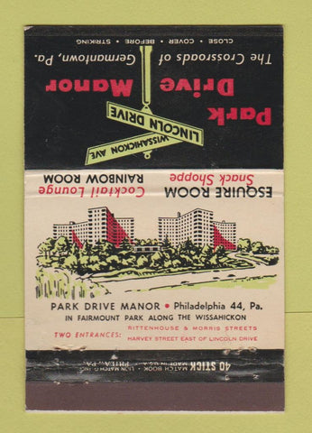 Matchbook Cover - Park Drive Manor Germantown PA WEAR 40 Stick