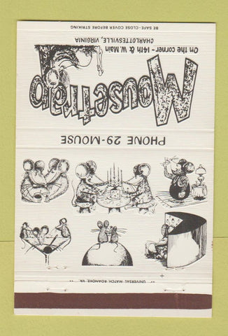 Matchbook Cover - Mousetrap Charlottesville VA 40 Strike