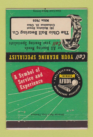 Matchbook Cover - Ohio Ball Bearing Columbus OH 40 Strike