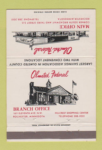 Matchbook Cover - Olmsted Federal Rochester MN 40 Strike