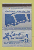 Matchbook Cover - Sterling Bolt Company Chicago IL 40 Strike