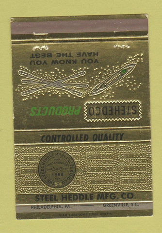 Matchbook Cover - Stehedco Products Steel Heddle Philadelphia PA 40 Strike