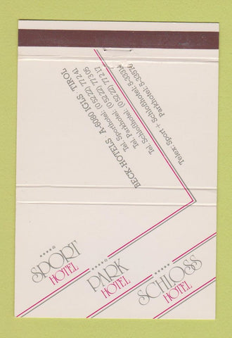 Matchbook Cover - Sport Bark Schloss Hotels Austria? 40 Strike