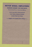 Matchbook Cover - Motor Wheel Credit Union Lansing MI YELLOW 40 Strike