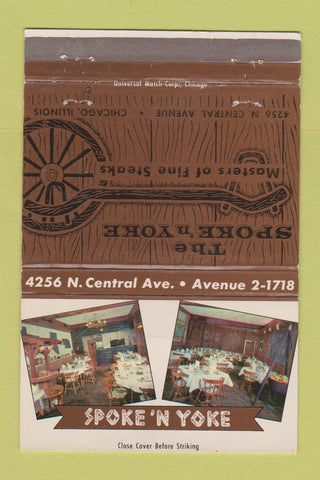 Matchbook Cover - Spoke n Yoke Steaks Chicago IL 40 Strike