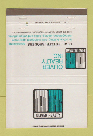 Matchbook Cover - Oliver Real Estate Brokers Pittsburgh PA 40 Strike
