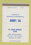 Matchbook Cover - St Louis Traffic Club MO 1953 40 Strike