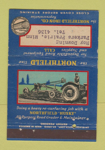 Matchbook Cover - Northfield Husky Tractors Parkers Prairie MN 40 Strike