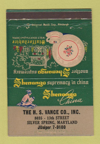 Matchbook Cover - Shenango China Dishes HS Vance Silver Spring MD 40 Strike
