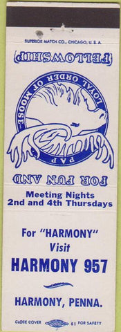 Matchbook Cover - Matchbook Cover Moose Lodge Harmony PA