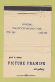 Matchbook Cover - Paul Olson Picture Framing Tarzana CA WEAR 40 Strike
