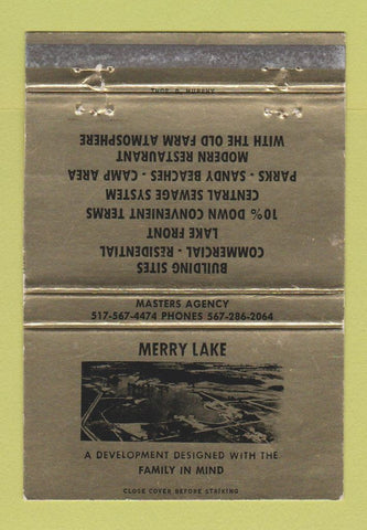 Matchbook Cover - Merry Lake Development Pioneer OH WEAR 40 Strike CAMDEN MI