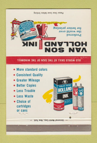 Matchbook Cover - Van Son Holland Printing Ink Mineola NY 40 Strike