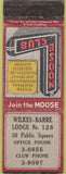 Matchbook Cover - Matchbook Cover Moose Lodge Wilkes Barre PA WEAR