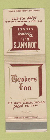 Matchbook Cover - Johnny's US Prime Steaks Brokers Inn Chicago IL