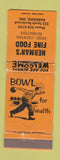 Matchbook Cover - Herman's Fine Food bowling Baraboo WI WORN