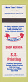 Matchbook Cover - SS Printing Nevada IA Lincoln Highway Days