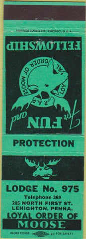 Matchbook Cover - Matchbook Cover Moose Lodge Lehighton PA