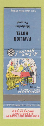 Matchbook Cover - Pavilion Hotel Montpelier VT