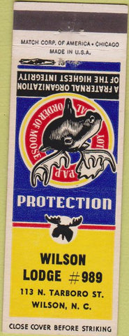 Matchbook Cover - Matchbook Cover Moose Lodge Wilson NC