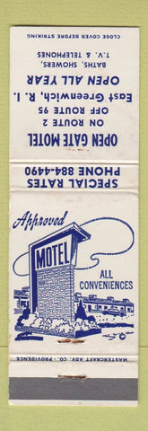 Matchbook Cover - Open Gate Motel East Greenwich RI WEAR