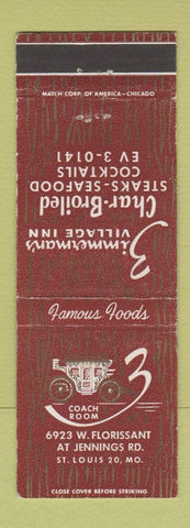 Matchbook Cover - Coach Room Zimmerman's Village Inn St Louis MO