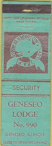 Matchbook Cover - Matchbook Cover Moose Lodge Geneso IL WORN