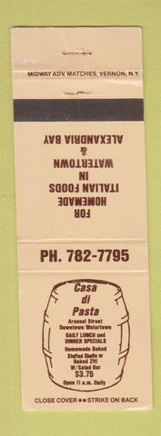 Matchbook Cover - Casa di Pasta Alexandria Bay Watertown NY