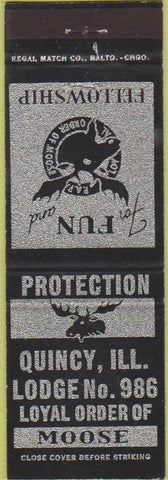 Matchbook Cover - Matchbook Cover Moose Lodge Quincy IL
