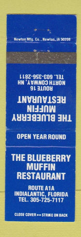Matchbook Cover - Blueberry Muffin Restaurant Indialantic FL North Conway NH