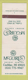 Matchbook Cover - McGuire's Resort Center Cadillac MI WEAR