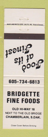 Matchbook Cover - Bridgette Fine Foods Chamberlain SD