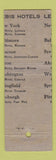 Matchbook Cover - Lebis Hotels CHAIN MISCUT BACK