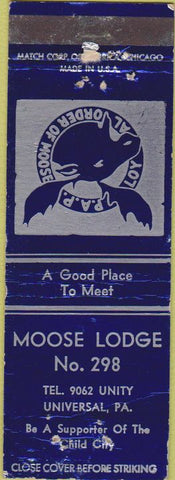 Matchbook Cover - Matchbook Cover Moose Lodge Universal PA WEAR