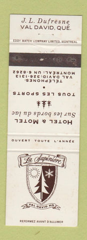 Matchbook Cover - La Sapiniere Val David QC WEAR hotel