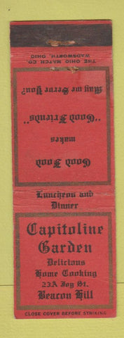 Matchbook Cover - Capitoline Garden Restaurant Beacon Hill MA WORN