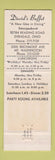 Matchbook Cover - David's Buffet Smorgasbord Evendale OH Mount Washington