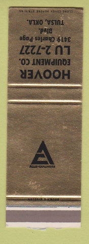 Matchbook Cover - Hoover Equipment Allis Chalmers Tractors Tulsa OK SAMPLE