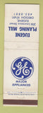 Matchbook Cover - GE Appliances Eugene Planning Mill Eugene OR