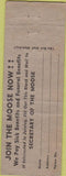 Matchbook Cover - Matchbook Cover Moose Lodge Hagerstown MD WORN