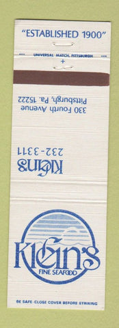 Matchbook Cover - Klein's Seafood Pittsburgh PA