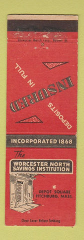 Matchbook Cover - Worcester North Savings Fitchburg MA
