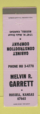 Matchbook Cover - Melvis Garrett Cabinet Construction Russell KS