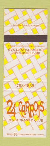 Matchbook Cover - 24 Carrots Restaurant Club Richardson TX