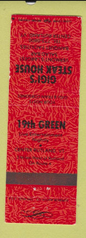 Matchbook Cover - Gigi's Steak House Center Rutland VT 19th Green