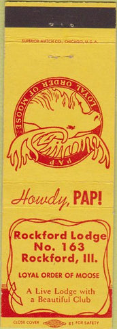 Matchbook Cover - Matchbook Cover Moose Lodge Rockford IL