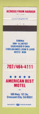 Matchbook Cover - American Best Motel Crescent City CA